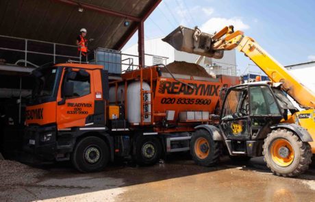 rapid readymix truck loaded with materials